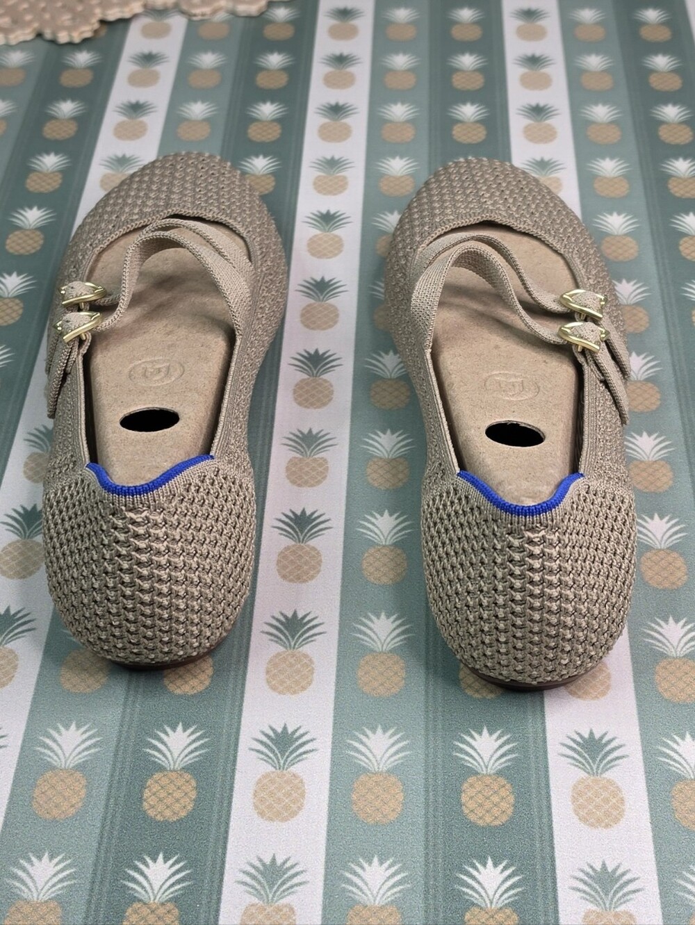 Rothys The Double Buckle Mary Jane in Dune Mesh - Picture 5 of 9